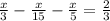 \frac{x}{3} - \frac{x}{15} - \frac{x}{5} = \frac{2}{3}