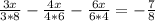 \frac{3x}{3*8} - \frac{4x}{4*6} - \frac{6x}{6*4} =- \frac{7}{8}