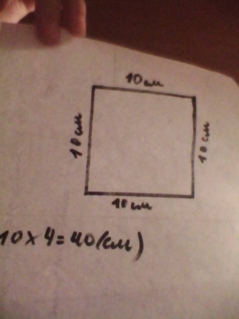 Построенный кводрат у каторого 10 см