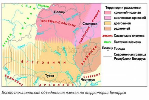 Территория расселения восточнославянских союзов племен кривичей полочан ,радимичей и дреговечей