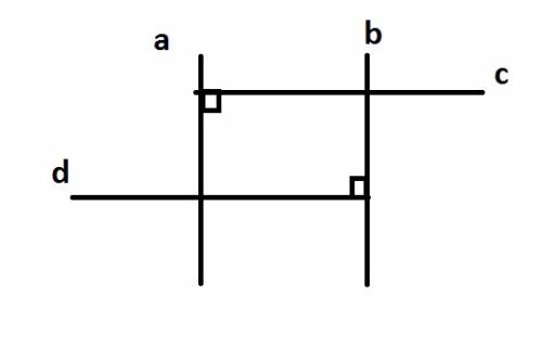 С. начерти четыре прямые a,b и d так, чтобы выполнялись следующие соотношения: a ║ b , с ┴ a, b ┴d.