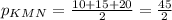 p_{KMN}= \frac{10+15+20}{2}= \frac{45}{2}