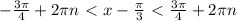 - \frac{3 \pi }{4} +2 \pi n\ \textless \ x- \frac{ \pi }{3}\ \textless \ \frac{3 \pi }{4}+2 \pi n