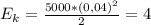 E_k= \frac{5000*(0,04)^2}{2} =4