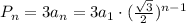 P_n=3a_n=3a_1\cdot(\frac{ \sqrt{3} }{2})^{n-1}