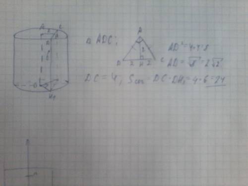 Параллельно оси цилиндра на расстоянии 2 см от нее проведена плоскость отсекающая от окружности осно