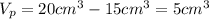 V_p=20cm^3-15cm^3=5cm^3