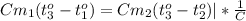 Cm_1(t_3^o-t_1^o)=Cm_2(t_3^o-t_2^o)|* \frac{1}{C}