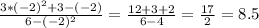 \frac{3*(-2)^2+3-(-2)}{6-(-2)^2}=\frac{12+3+2}{6-4}=\frac{17}{2}=8.5