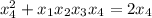 x^2_4+x_1x_2x_3x_4=2x_4