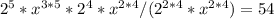 2 ^{5}*x^{3*5}*2^{4}* x^{2*4}/(2 ^{2*4}*x ^{2*4})=54