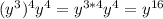 (y^3)^4y^4=y^{3*4}y^4=y^{16}