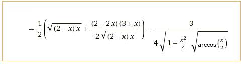 Y=(3+х)/2 * (х(2-ч))^1/2 + 3 arccos(х/2)^1/2 производная