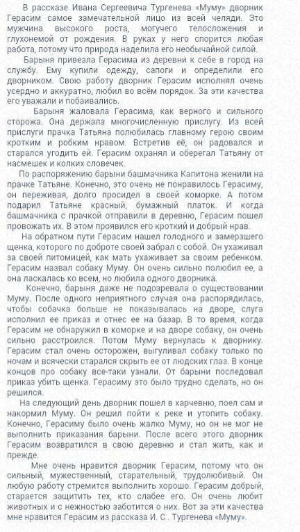 Напишите сочинение о муму пожолуйста