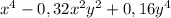 x^{4} - 0,32x^{2}y^{2} + 0,16y^{4}