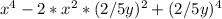 x^{4} - 2*x^{2}*(2/5y)^{2} + (2/5y)^{4}