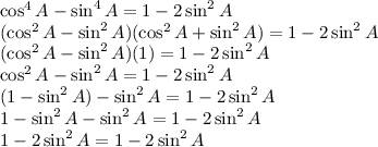 Cos⁴a-sin⁴a=1-2sin²a докажите тождество