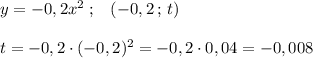 y=-0,2x^2\; ;\; \; \; (-0,2\, ;\, t)\\\\t=-0,2\cdot (-0,2)^2=-0,2\cdot 0,04=-0,008