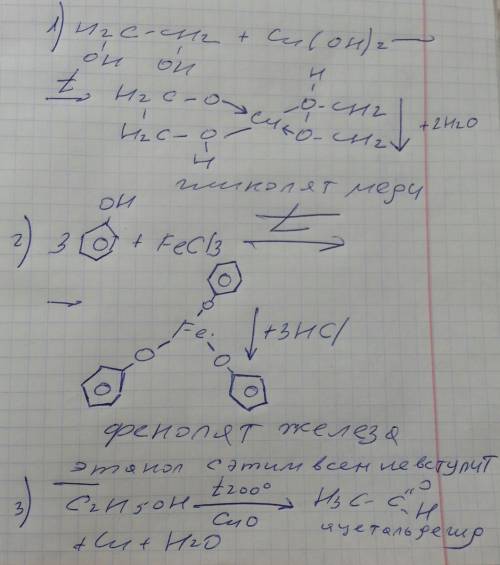 Втрех пробирках находятся водные растворы этанола, фенола и этиленгликоля. укажите, с каких реактиво