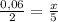 \frac{0,06}{2}= \frac{x}{5}