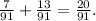 \frac{7}{91}+\frac{13}{91}=\frac{20}{91}.