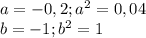 a=-0,2; a^{2} =0,04\\&#10;b=-1; b^{2} =1