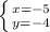 \left \{ {{x=-5} \atop {y=-4}} \right.