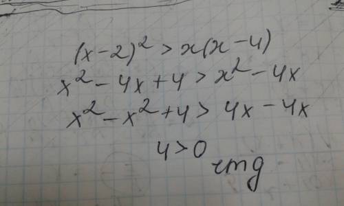 Докожите неравенство (х-2)²> х(х-4)