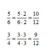 Кнаименьшему общему знаменателю дроби 5/6 и 3/4