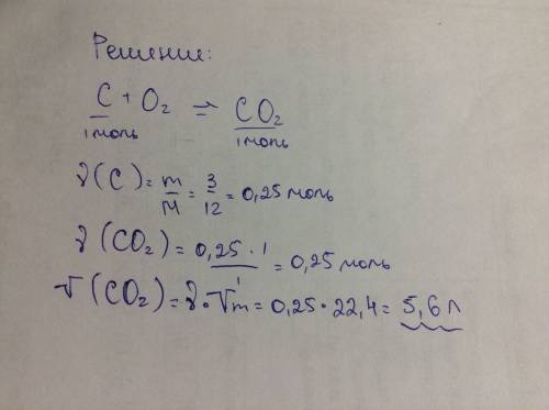 Определите объем углекислого газа co2 который образуется при сгорание 3 г. углевода (c+o2-co2)