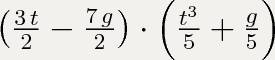 Вынеси общий множитель за скобки 0,3t(t3+g)−0,7g(t3+g)