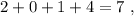 2 + 0 + 1 + 4 = 7 \ ,