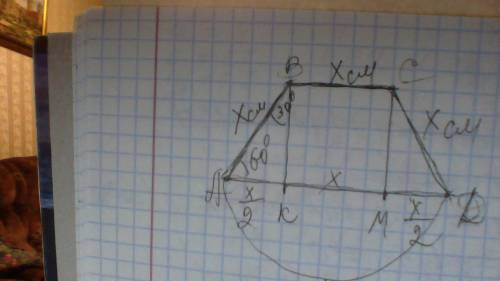 Надо найти периметр трапеции. дано: угол а=60°,длинная основа ad=10 см. ab=cd=bc. заранее .