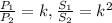 \frac{ P_{1} }{ P_{2} }=k, \frac{ S_{1} }{ S_{2} } = k^{2}