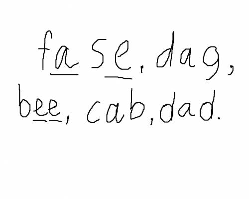 Подчеркни гласные буквы fase dag bee cab dad