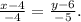 \frac{x-4}{-4}= \frac{y-6}{-5} .