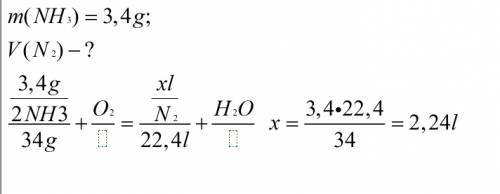 Рассчитайте объём азота , который можно получить при сгорании 3,4 г аммиака в кислороде . подробно !