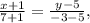 \frac{x+1}{7+1}= \frac{y-5}{-3-5} ,&#10;