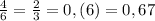 \frac{4}{6} = \frac{2}{3} =0,(6)=0,67