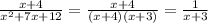 \frac{x+4}{x^2+7x+12} = \frac{x+4}{(x+4)(x+3)}= \frac{1}{x+3}