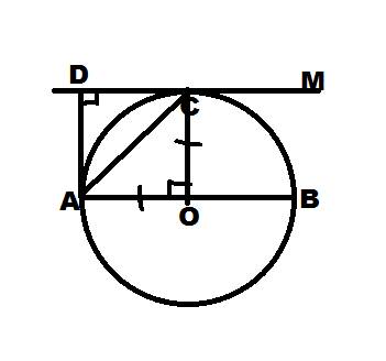 Через точку с окружности с центром o провели касательную к этой окружности,ав-диаметр окружности.из