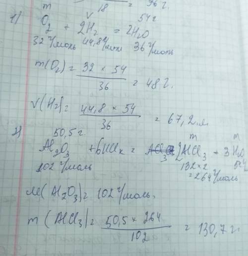 9. обчисліть масу кисню та об'єм водню (н. які потрібні для одер- жання 54 г води. *11. яка маса сол