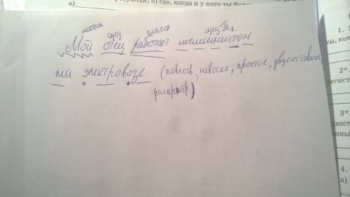 Произвести полный синтакксический разбор мой отецработаетмашинистом на электровозе