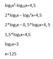 Нужна с логарифмическим уравнением ㏒₅x²=4,5+㏒₂₅x и системой 3㏒₂x-㏒₂y=1 ㏒₀,₅x+2㏒₂4y=7