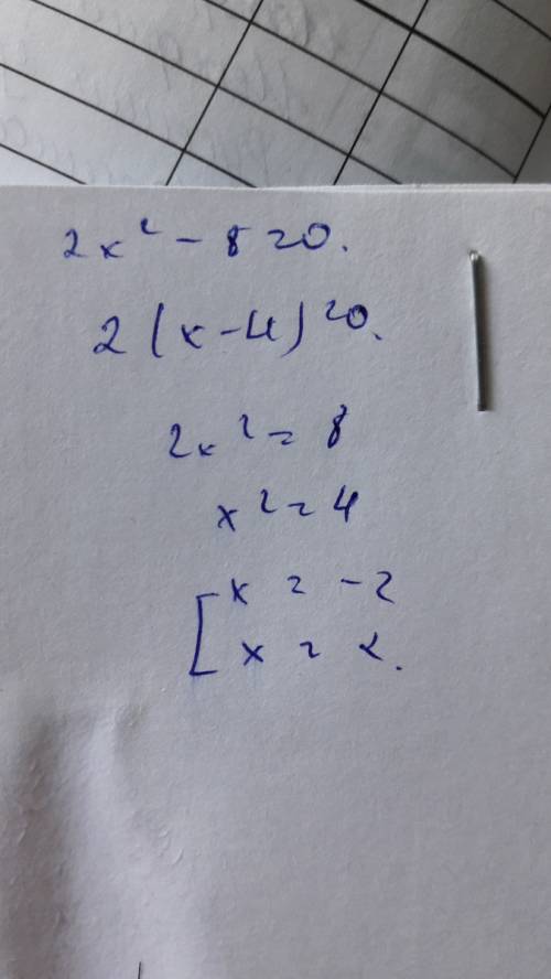 Решите уравнение 2x в квадрате -8=0