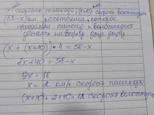 Зпункту а до пункту в вирушив пішохід. через 1 годину назустріч йому з пункту в виїхав велосипедист.