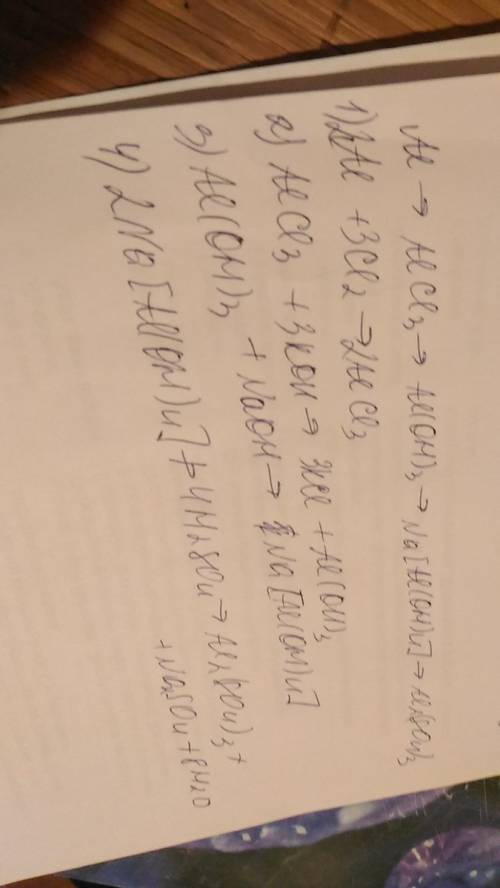 Составить цепочку уравнения al> alcl3> al(oh)3> na[al(oh)4]> al2(so4)3