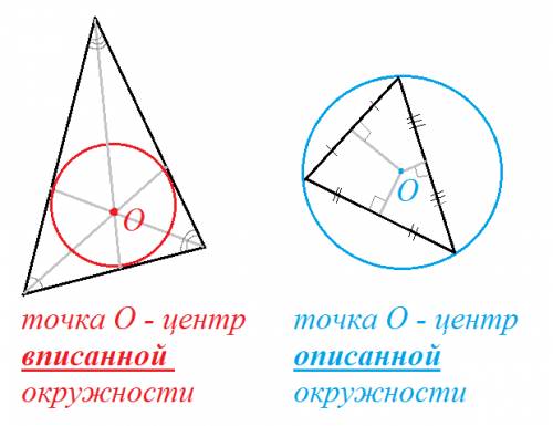 Дан острый треугольник. надо вписать в него и опиать окружность . , желательно что бы при черчении о