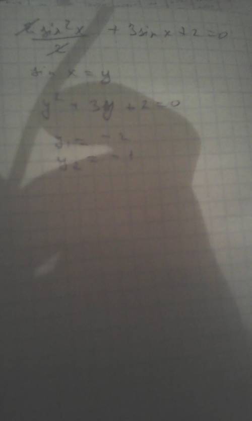 Тригонометрия с решением 2sin^2x/2 + 3sinx +2 = 0
