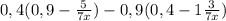 0,4(0,9-\frac{5}{7x})-0,9(0,4-1\frac{3}{7x})